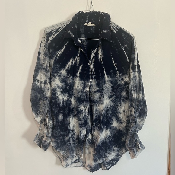 Jane and Delancey Tops - Jane and Delancey Blue Tie-Dye Blouse